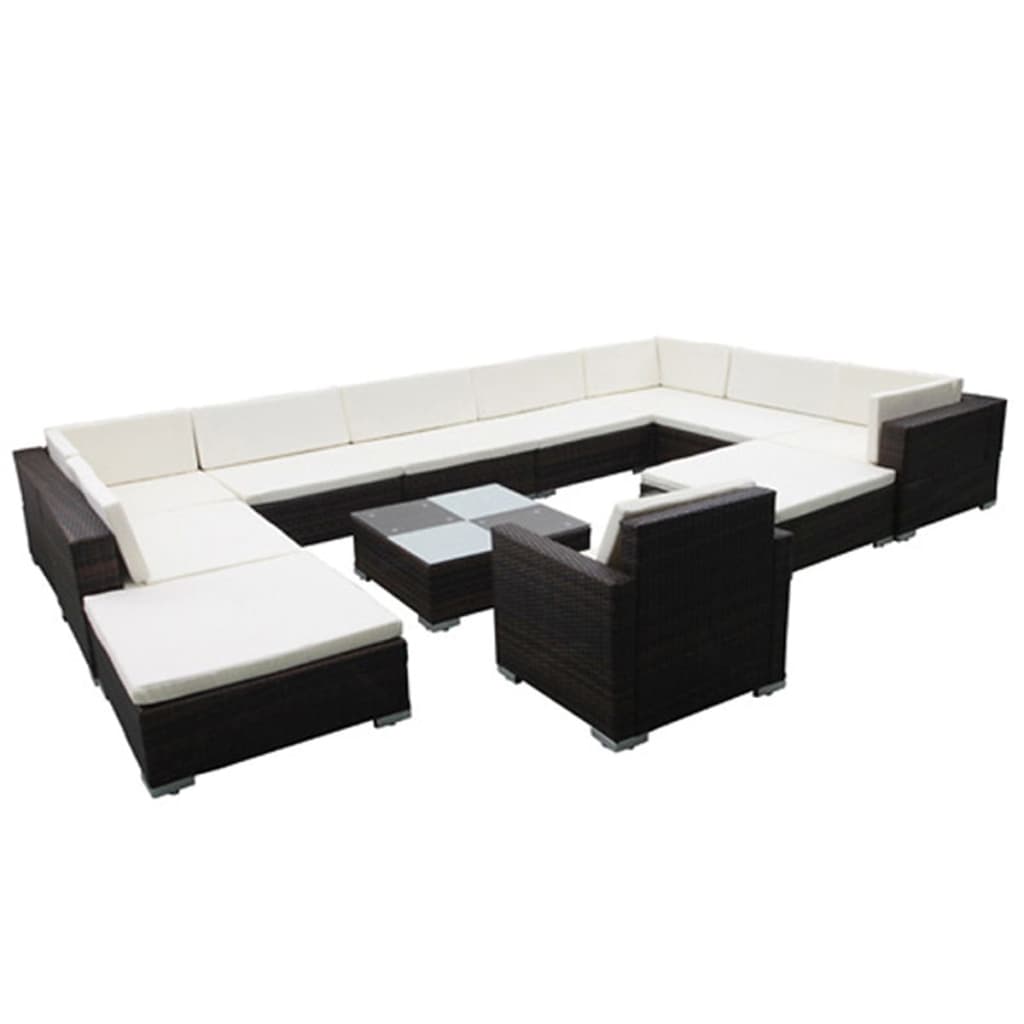 Photos - Garden Furniture VidaXL 12 Piece Patio Lounge Set with Cushions Poly Rattan Black 