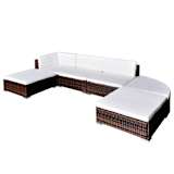 vidaXL Garden Lounge Set 16 Pieces Poly Rattan Brown