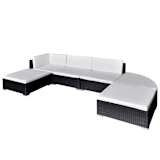 vidaXL Garden Lounge Set 16 Pieces Poly Rattan Black