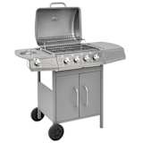 vidaXL Gasgrill 4+1 Brenner Silbern