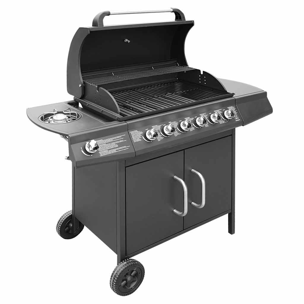 vidaXL Gas Barbecue Grill 6+1 Cooking Zone Black