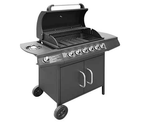 vidaXL Gas Barbecue Grill 6+1 Cooking Zone Black