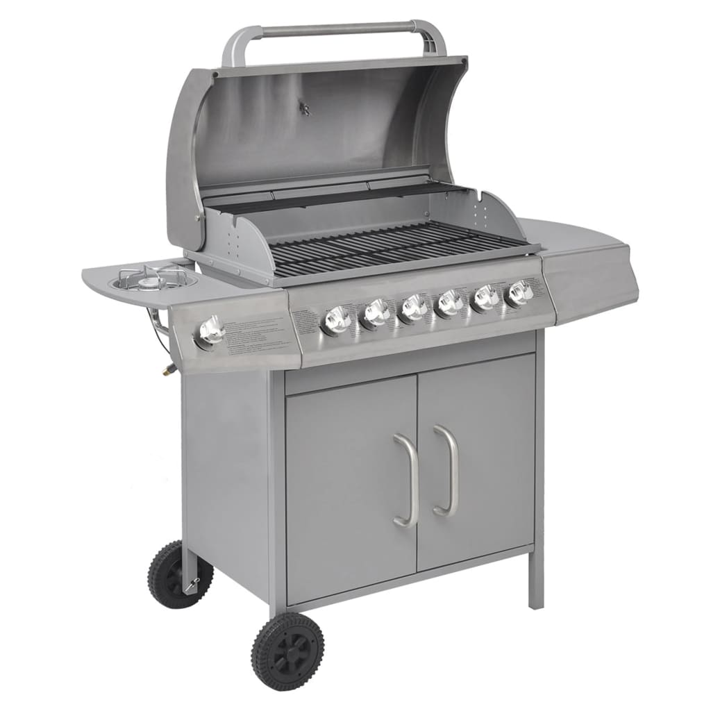 LEX Barbecue à gaz 6 + 1 zone de cuisson Argenté  - Qqmora - OVN36914