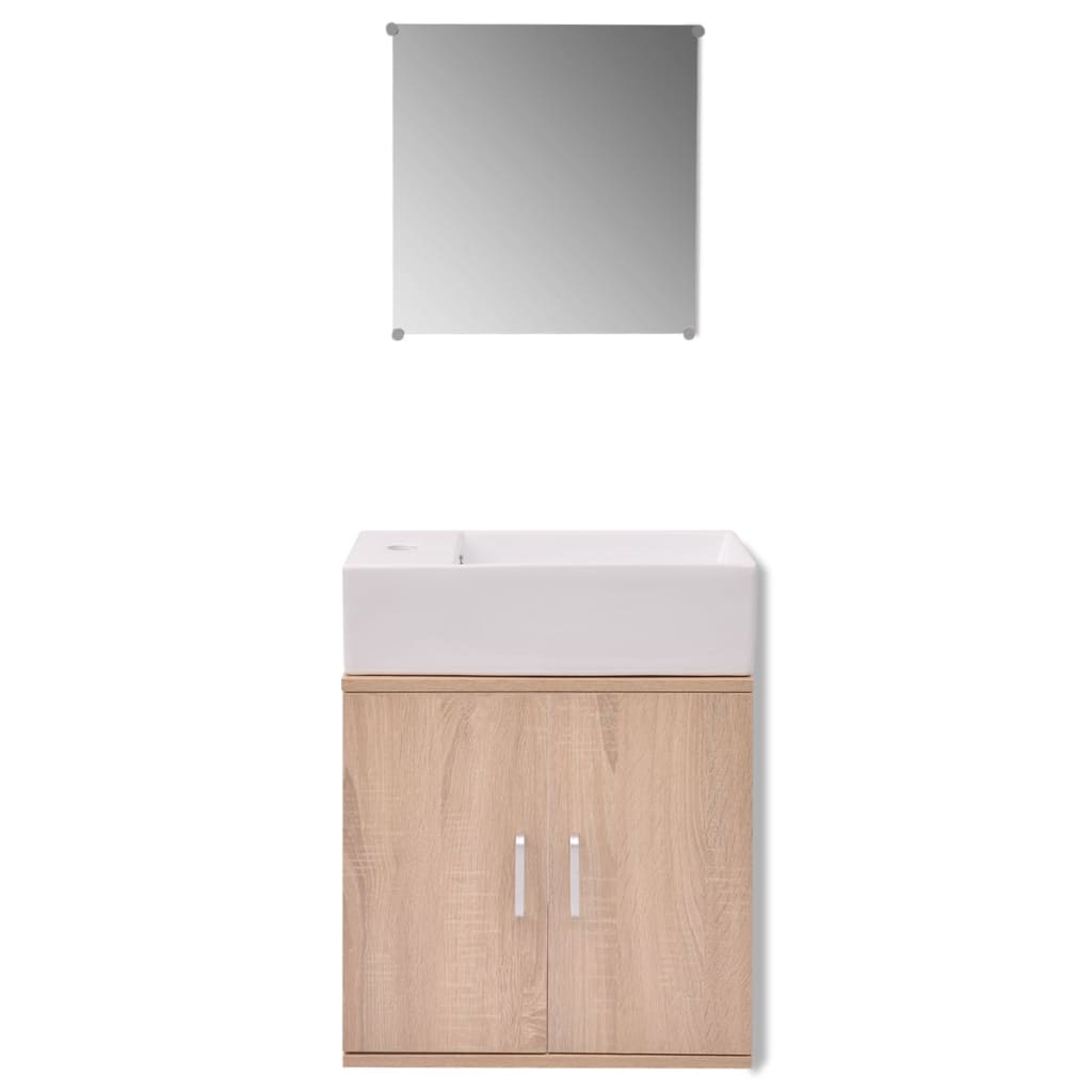 vidaXL Set mobilier baie format din 3 piese cu chiuvetă inclusă, Bej
