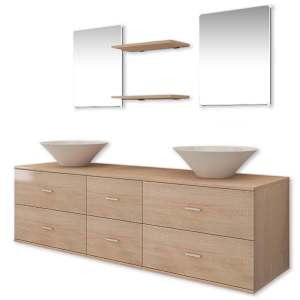 vidaXL seitsmeosaline valamuga vannitoam&ouml;&ouml;bli komplekt, beež
