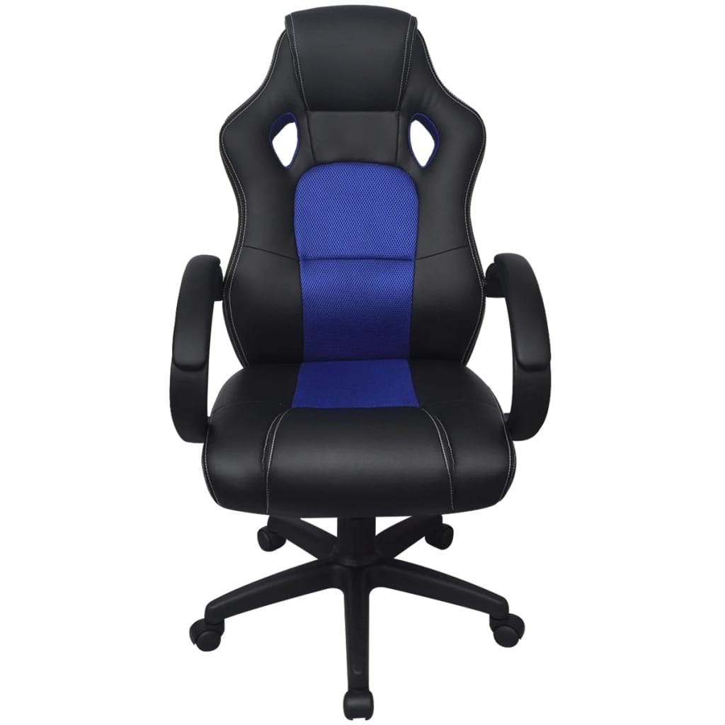 vidaXL Silla de ejecutivo Racing reclinable de cuero artificial azul