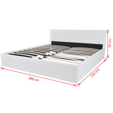 Vidaxl Cama Canape Con Colchon Cuero Artificial Blanca 180x200 Cm