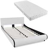 vidaXL Lit et matelas 140 x 200 cm Cuir synthétique Blanc