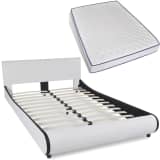 vidaXL Lit avec matelas 140 x 200 cm Cuir artificiel Blanc