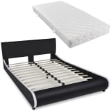 vidaXL Bed met matras 140x200 cm kunstleer zwart