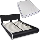 vidaXL Cama c/ colchão espuma memória couro artificial 140x200cm preto