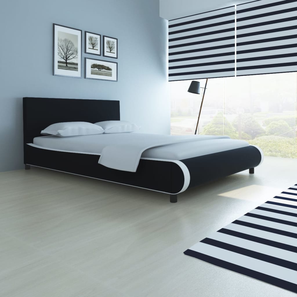 vidaXL Κρεβάτι Μαύρο 140 x 200 εκ. Δερματίνη με Στρώμα Αφρού Μνήμης
