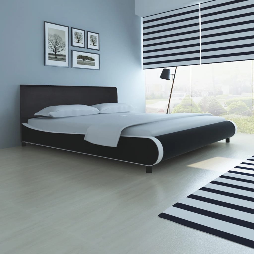 Bett mit Matratze Schwarz Kunstleder 180 x 200 cm kaufen