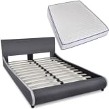 vidaXL Letto con Materasso MemoryFoam Pelle Sintetica Grigia 140x200cm