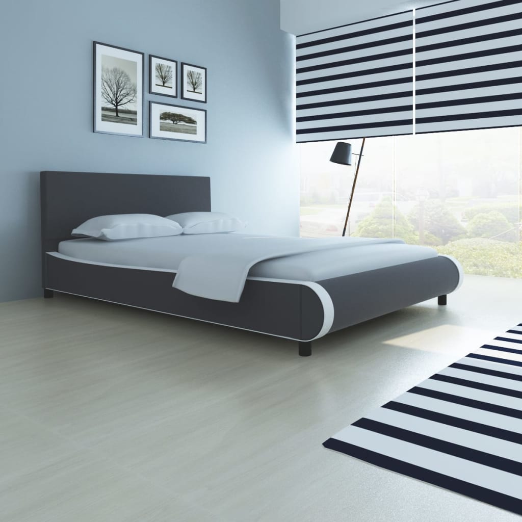 vidaXL Κρεβάτι Γκρι 140 x 200 εκ. Δερματίνη με Στρώμα Αφρού Μνήμης