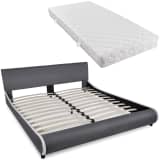 vidaXL Bed met matras180x200 cm kunstleer grijs