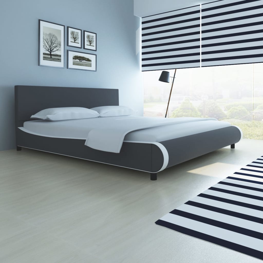 vidaXL Κρεβάτι Γκρι 180 x 200 εκ. από Συνθετικό Δέρμα με Στρώμα