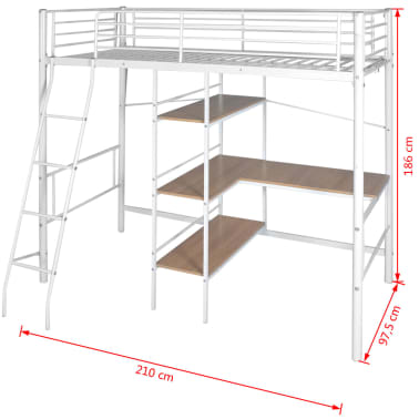 vidaxl hochbett mit schreibtisch metall 200x90 cm wei 223 und vidaxl hochbett mit schreibtisch metall 200x90 cm wei 223 und