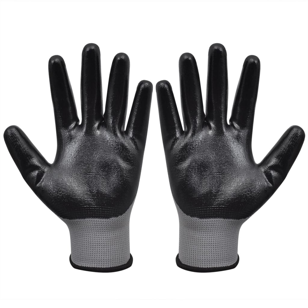 VidaXL - vidaXL Werkhandschoenen nitrilrubber 24 paar grijs en zwart maat 10/XL