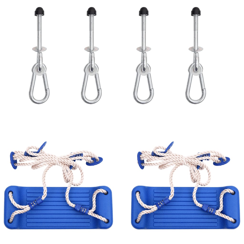 Assentos de baloiço 2pcs c/ pedras de escalada polietileno azul