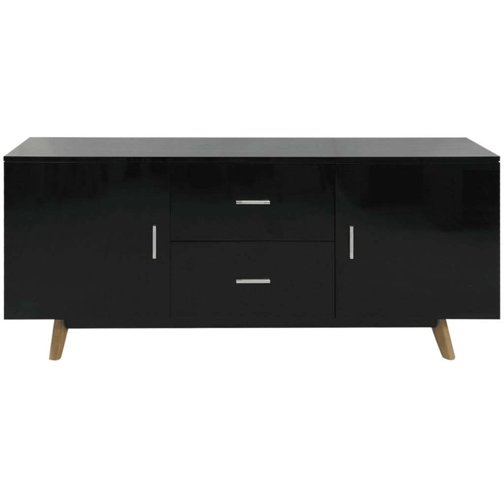 vidaXL Credenza Lucida 160x40x70 cm in MDF Nero