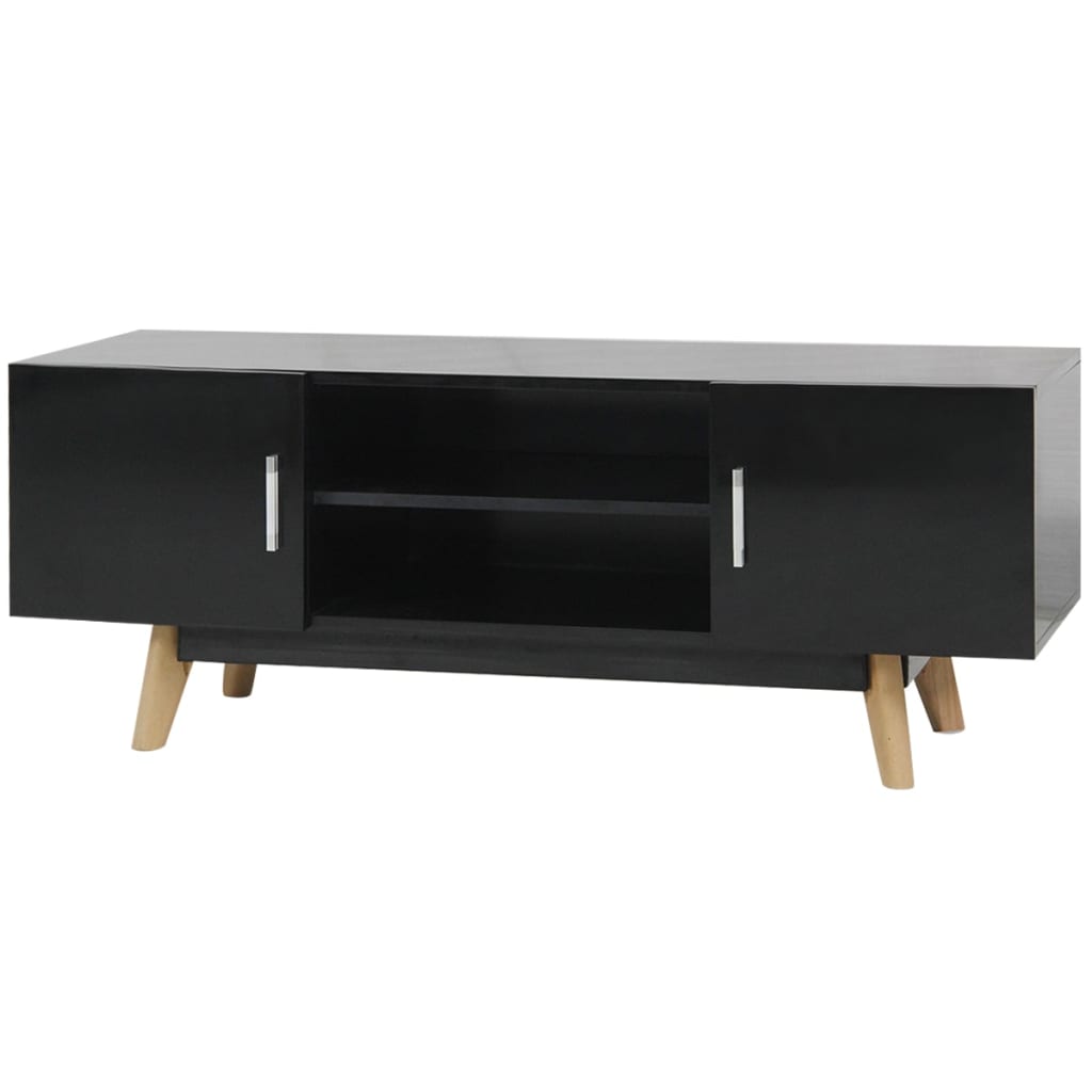 vidaXL Comodă TV cu suprafață lucioasă din MDF 120x40x46 cm, Neagră title=vidaXL Comodă TV cu suprafață lucioasă din MDF 120x40x46 cm, Neagră