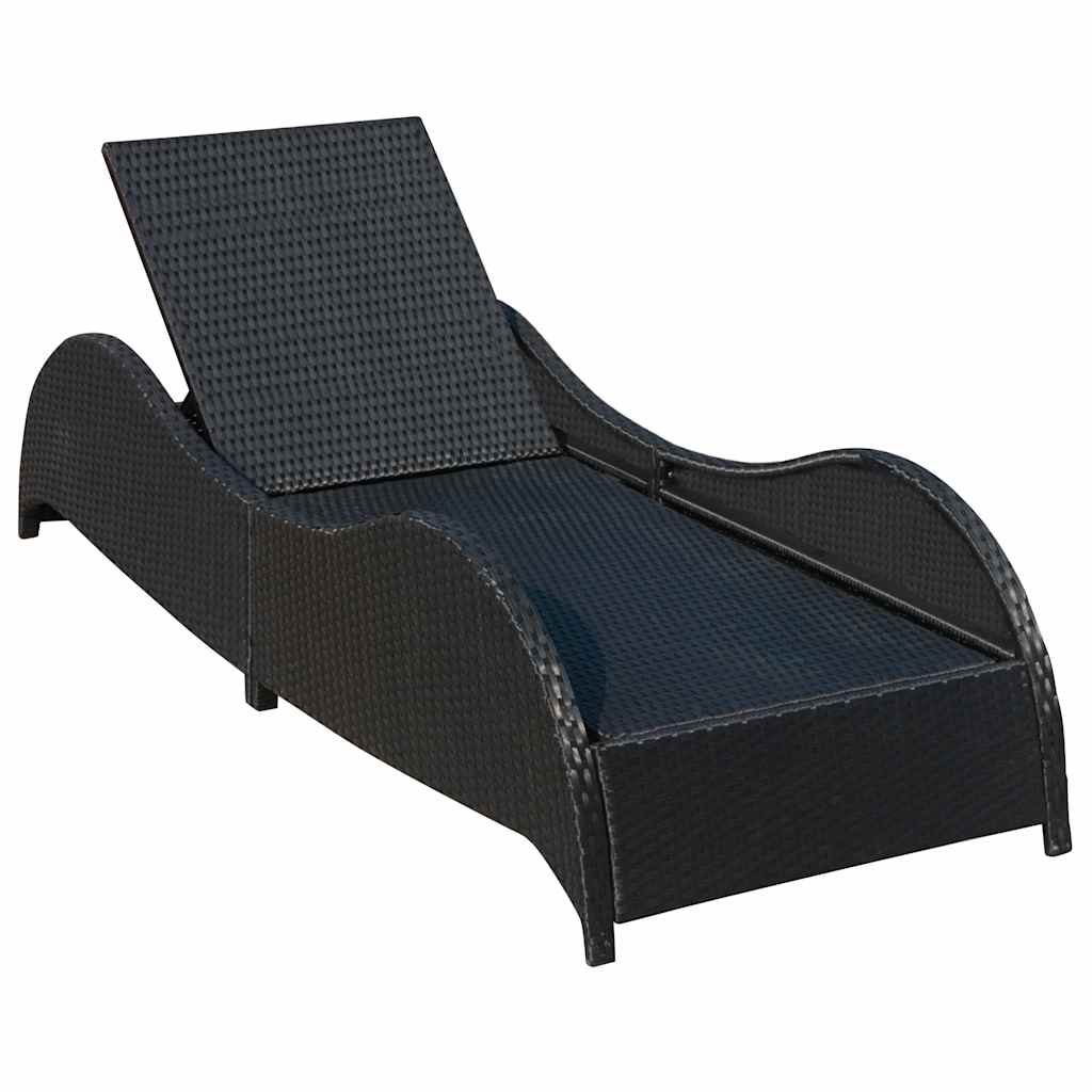 vidaXL Ligbed met kussen poly rattan zwart, foto 4