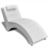 vidaXL Chaise Longue with Pillow Artificial Leather White