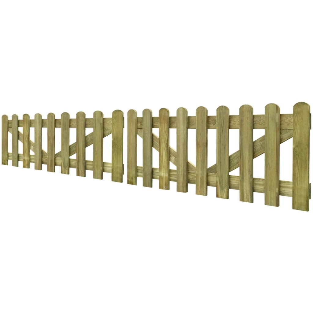vidaXL Picket Fence Gate 2 pcs Impregnated Wood 300x60 cm