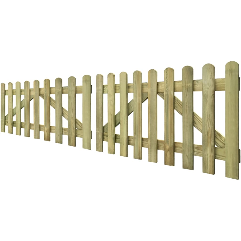 vidaXL Portail de clôture à piquets 2 pcs Bois imprégné 300x80 cm