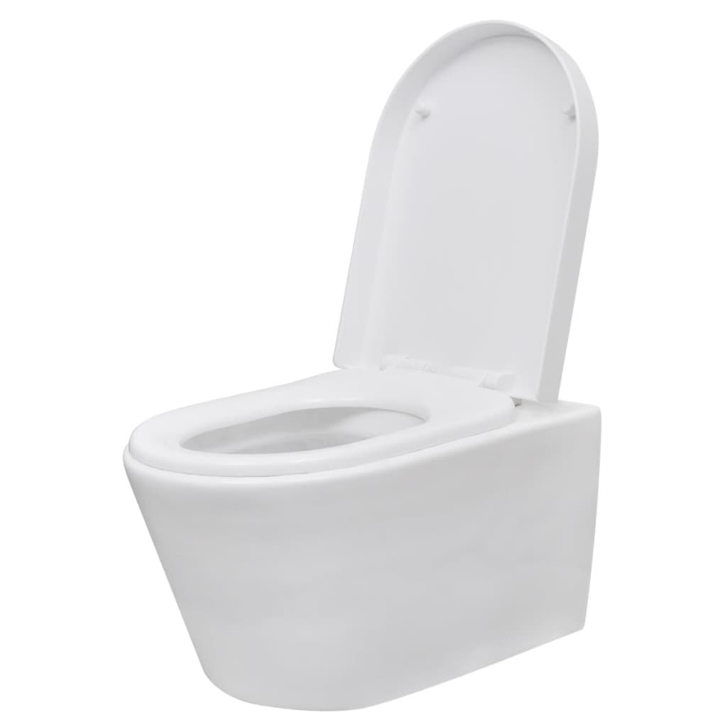 

vidaXL Toilet hangend keramisch badkamer wit met inbouwreservoir