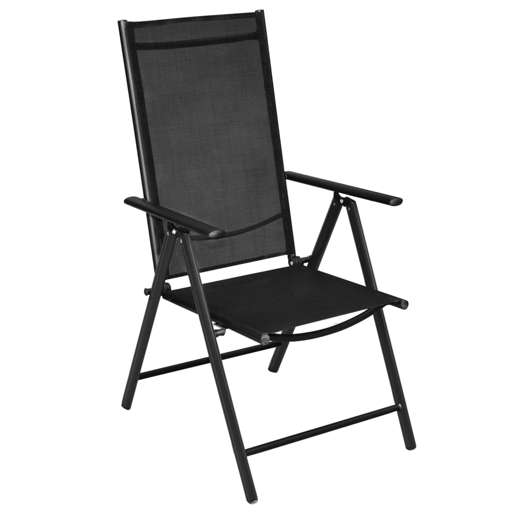 vidaXL Tuinstoelen inklapbaar 2 st aluminium en textileen zwart afbeelding