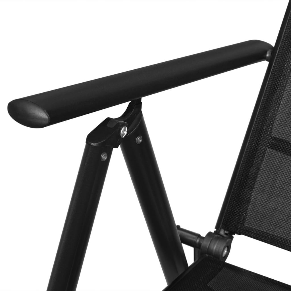 2 db fekete összecsukható alumínium és textilén kerti szék 