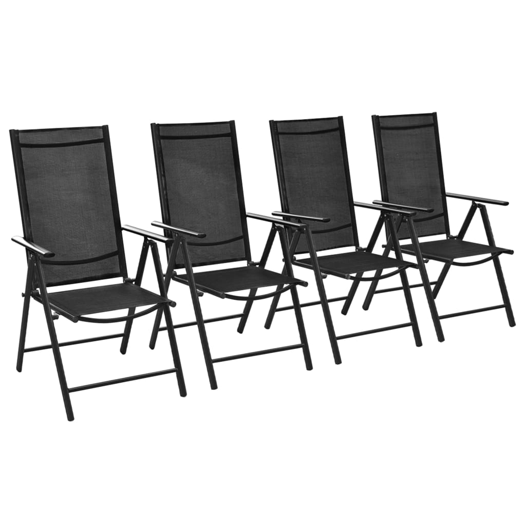 vidaXL Chaises pliables de jardin 4 pcs Aluminium et textilène Noir