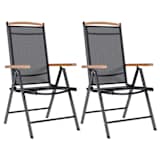 vidaXL Cadeiras de jardim dobráveis 2 pcs alumínio 58x65x109cm preto