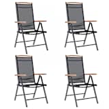 vidaXL Skládací zahradní židle 4 ks hliníkové 58x65x109 cm černé