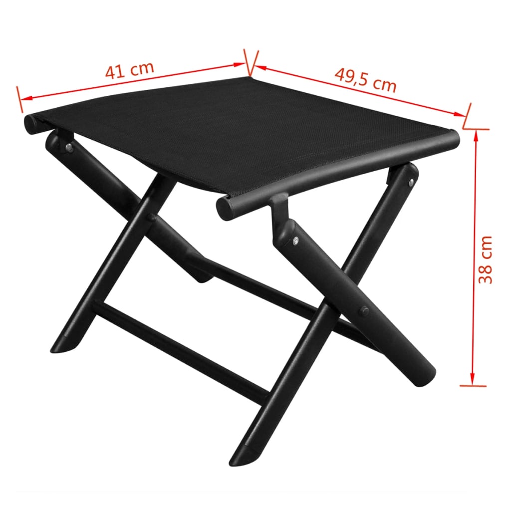 Folding Footstool Black Aluminium And Textilene VidaXL 17 width=274