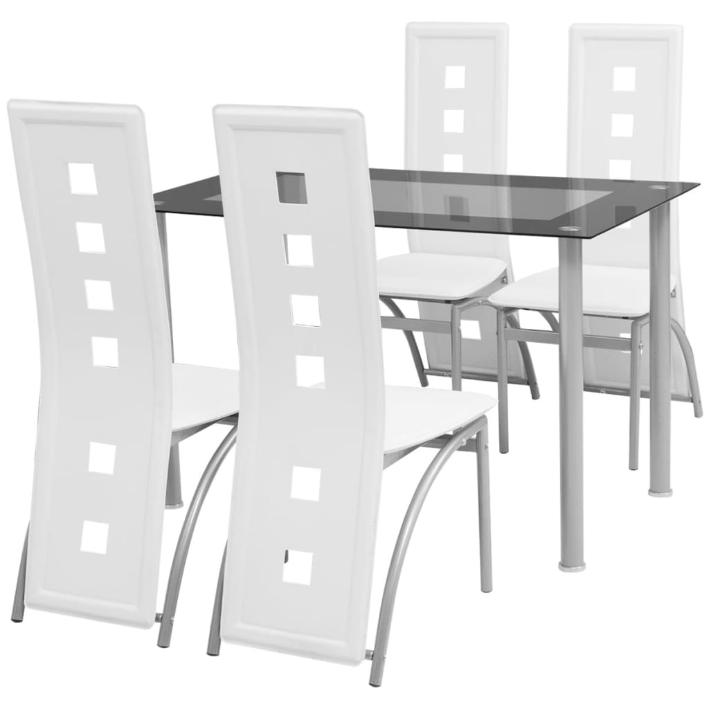 vidaXL Set masă cu scaune, 5 piese, alb vidaXL