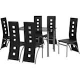 vidaXL Conjunto jantar, 7 pcs, preto