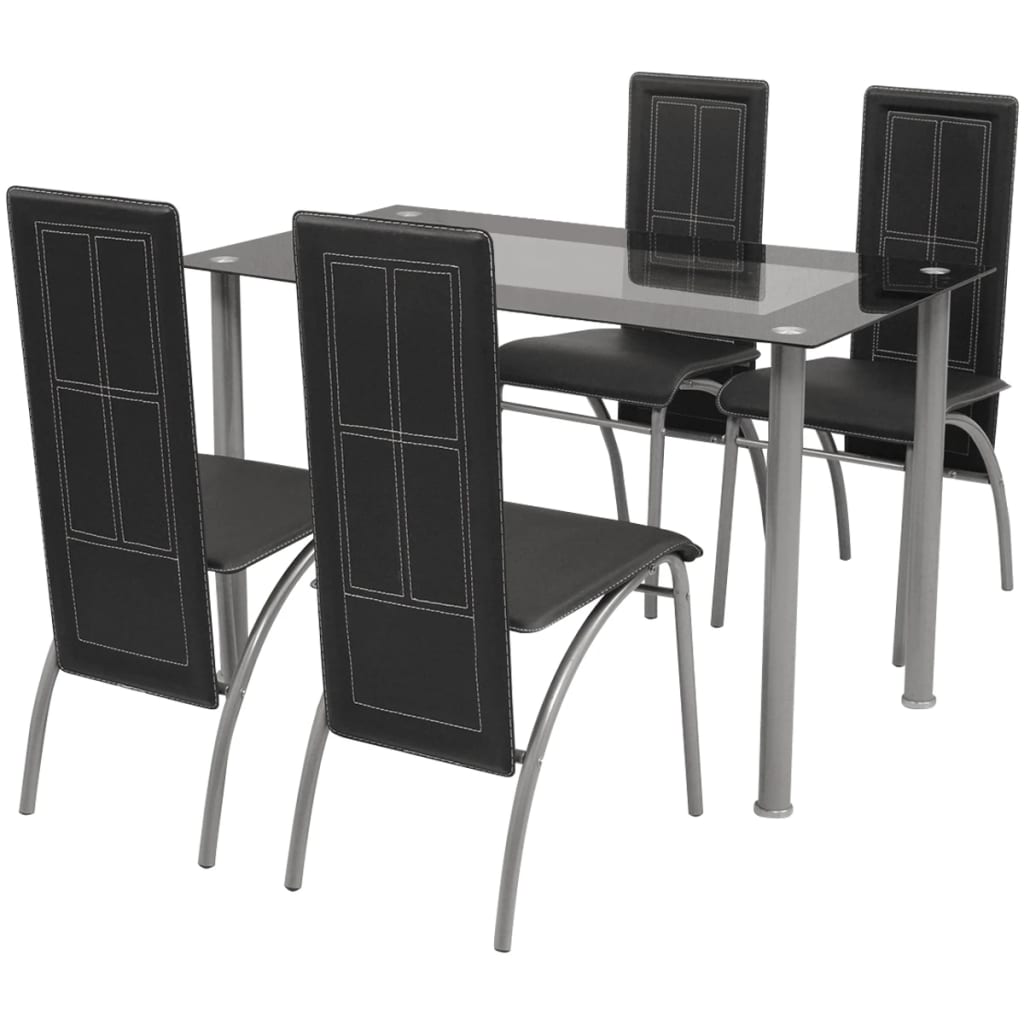 vidaXL Set masă și scaune din lemn de pin cinci piese Negru vidaxl.ro
