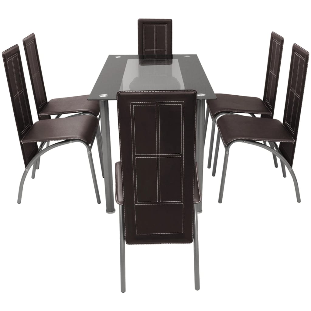 Set mobilier de bucătărie, 7 piese, maro