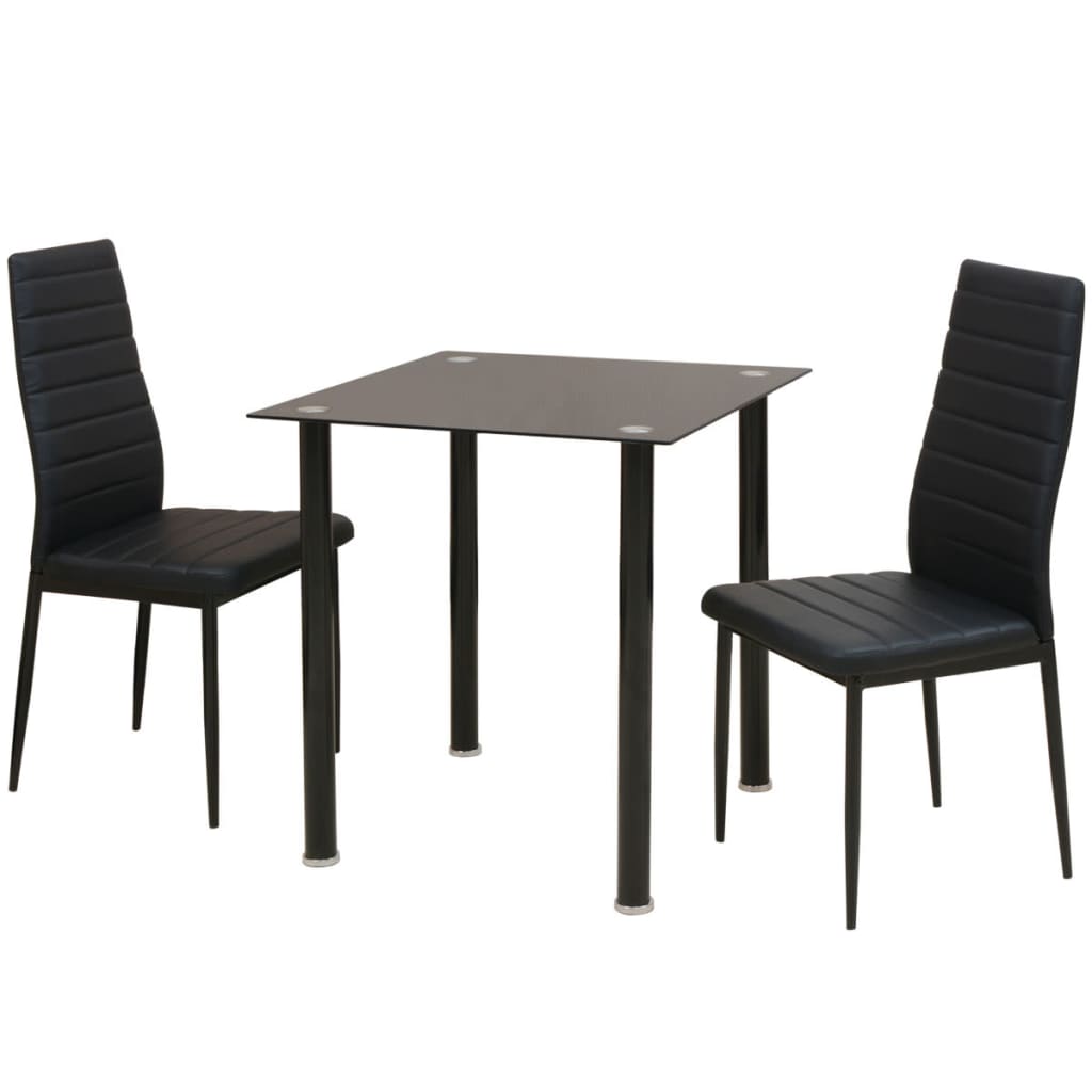 vidaXL Set masă și scaune de bucătărie, negru, 3 piese