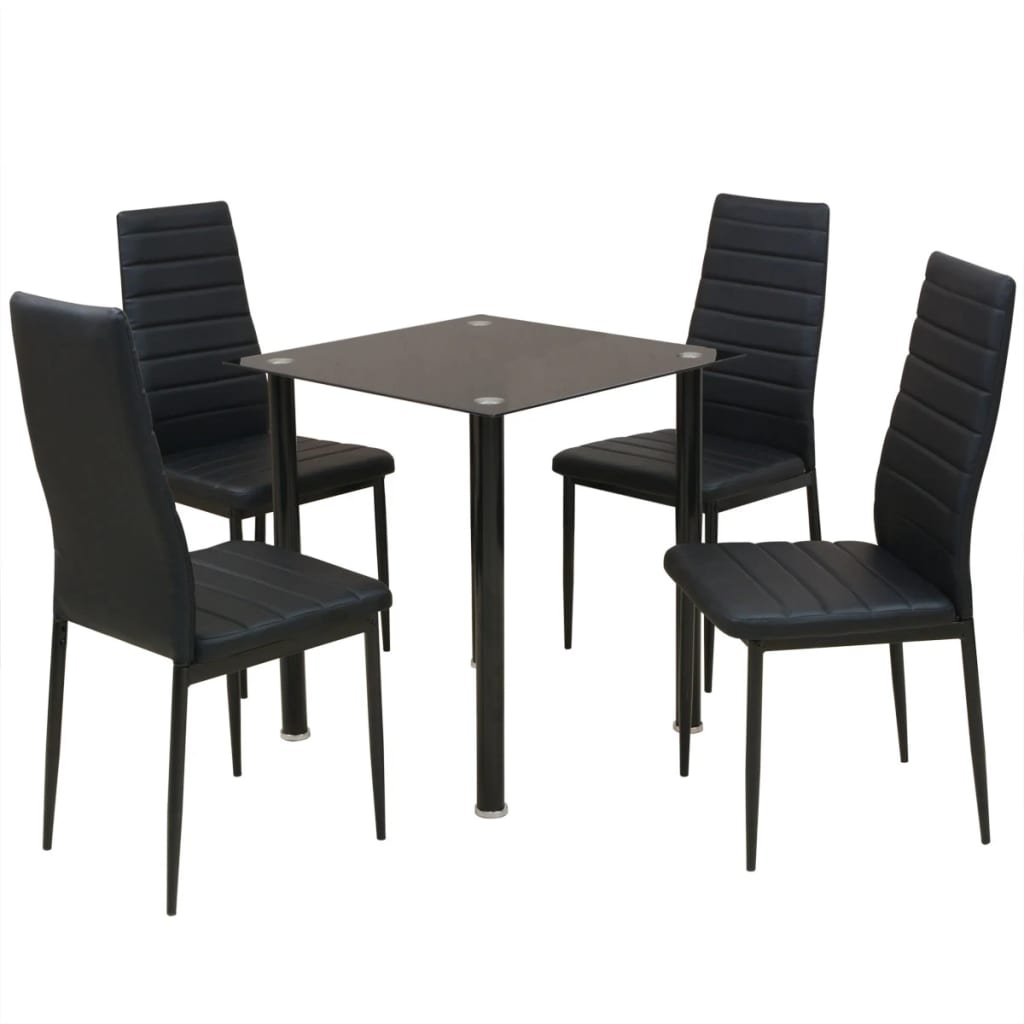 vidaXL Ensemble table et chaise de salle à manger 5 pièces noir