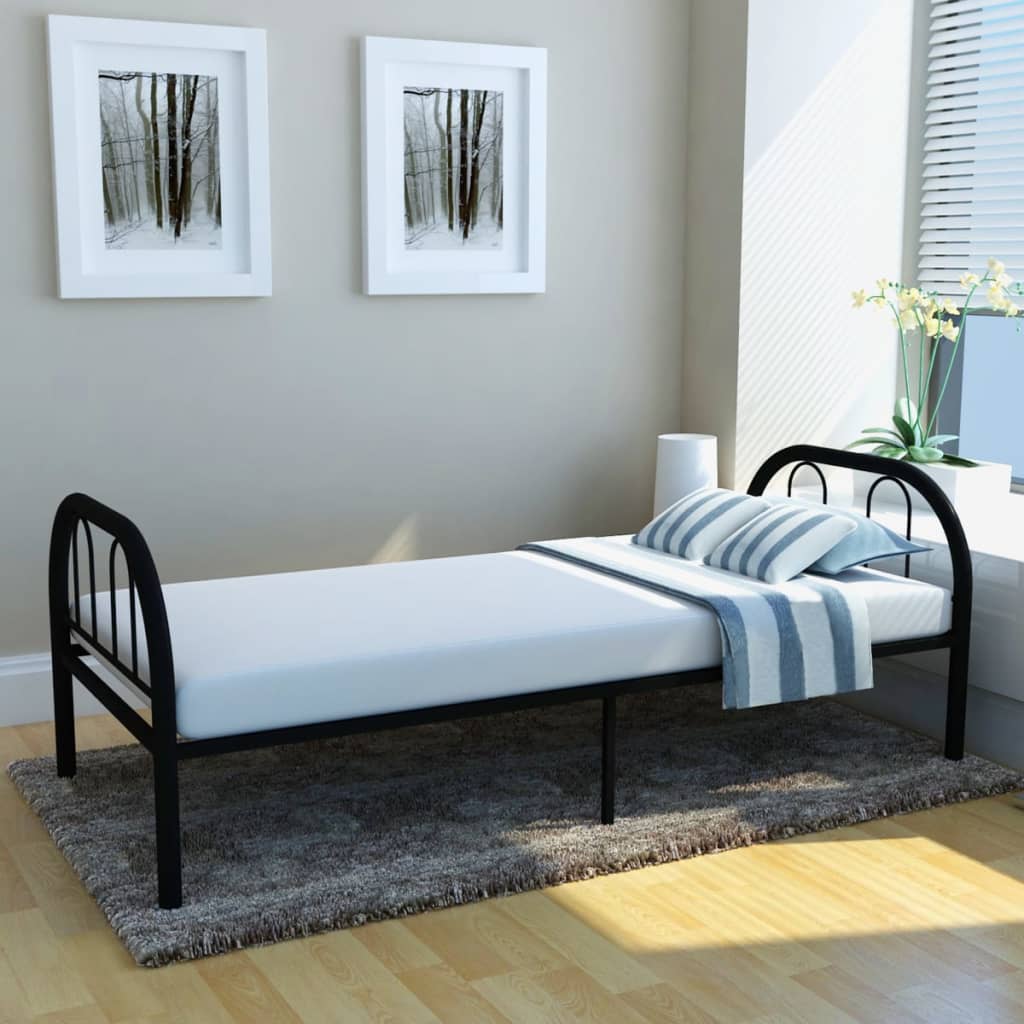vidaXL Κρεβάτι Μονό Μαύρο 75 x 200 εκ. Μεταλλικό