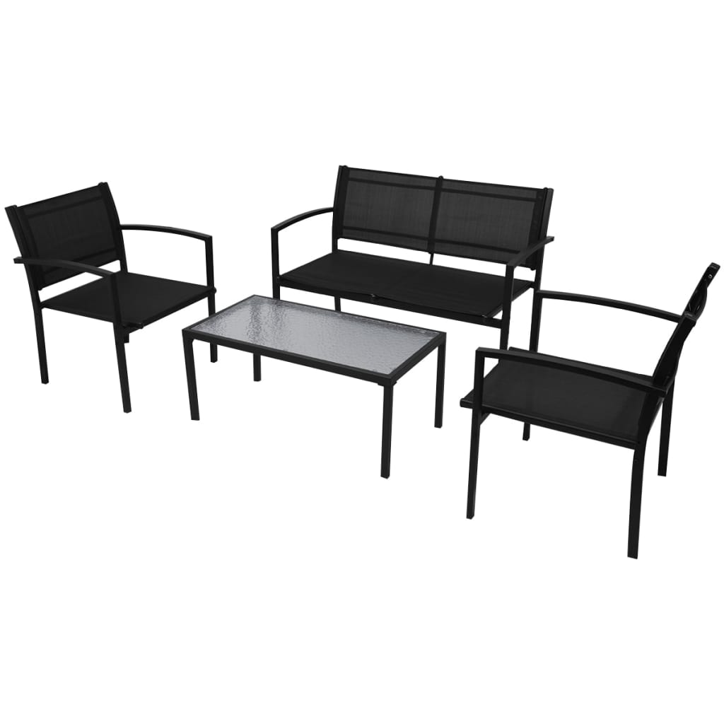 vidaXL 4-tlg. Garten-Lounge-Set Textilene Schwarz