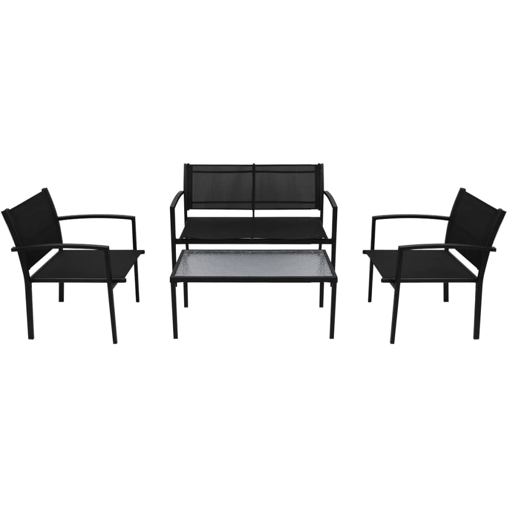 vidaXL Set mobilier de grădină, 4 piese, negru, textilenă