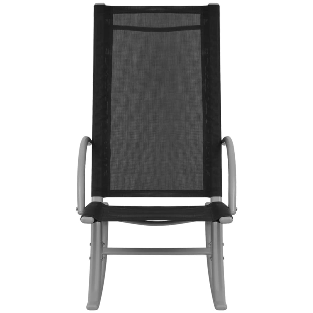 Chaises à Bascule De Jardin 2 Pcs Acier Et Textilène Noir VidaXL 16 width=274