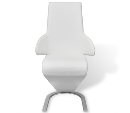 vidaXL Cantilever Dining Chairs 2 pcs Artificial Leather White
