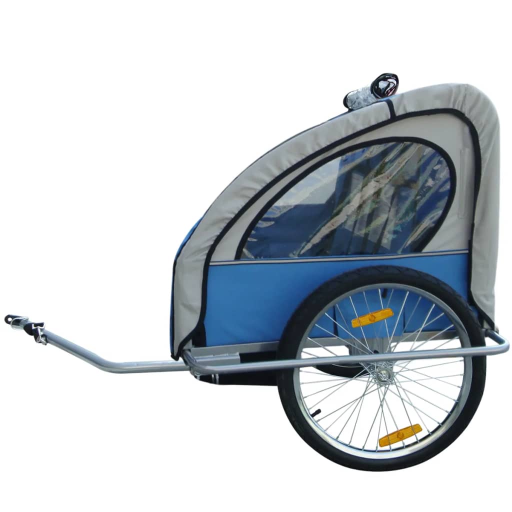 vidaXL Remorque pour bicyclette d'enfant Bleue 36 kg