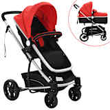 vidaXL 2-in-1 Baby Stroller/Pram Aluminium Red and Black